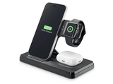 Cargador móvil inalámbrico - CellularLine WIRESTAND3IN1FBK, 3 en 1, Negro