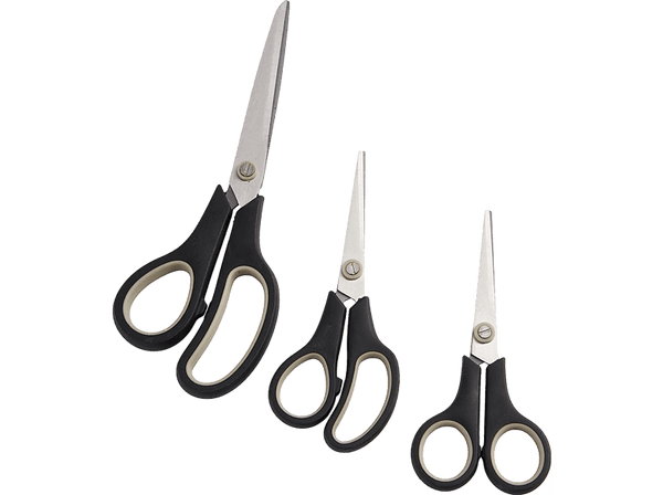 Tijeras - CMP PARIS 74919 Set 3 unidades, Para diestros y zurdos, Acero inoxidable, 3 medidas, Negro