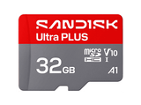 Tarjeta Micro SD - SANDISK Ultra PLUS, 32 GB, 130 MB/s, UHS-I, V10, A1, C10, Adaptador SD, Full HD, Gris