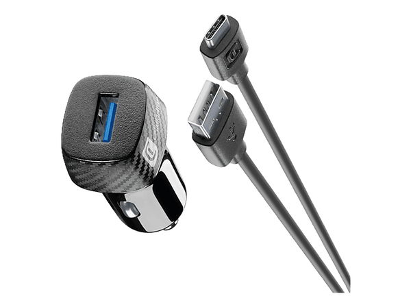 Cargador coche - CellularLine Car Charger Kt 18W, Carga rápida, Universal, Negro