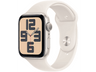 Apple Watch SE (2024), GPS, 44 mm, Caja de aluminio Blanco estrella, Vidrio delantero Ion-X, Correa deportiva Blanco estrella, Talla M/L