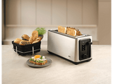 Tostadora - Braun HT5220, 1470 W, 2 ranuras, 4 rebanadas, 8 niveles de tostado, Acero inoxidable / Negro