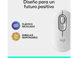 Ratón inalámbrico - Logitech Pop, 4000 ppp, Easy-Switch, Bluetooth, SmartWheel, Botones personalizables, Tecnología Silent Touch, PC-Mac, Blanco