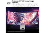 Monitor gaming - LG 34GX90SA-W, 34 WQHD 4K, 240 Hz, 0.03 ms, OLED curvo 800R, AMD FreeSync™, USB-C, Altavoces integrados, Altura ajustable, Blanco