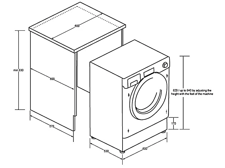 Lavadora secadora integrable - Haier Series 4 HWDQ90B416FWB-S, 9-5kg, 1600rpm, Inverter, Antibacterias, Blanco