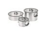 Batería de cocina - Jata Hogar HBAT2552, 6.8L, Acero inoxidable, Apilables, Tapas Vidrio Templado, 3 Ollas, Compatibles con todas las cocinas, Plata