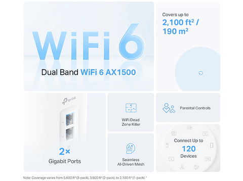 Sistema WiFi Mesh - TP-Link Deco X10, 1500 Mbps, MU-MIMO, WiFi 6, 360m², 120 Dispositivos, Blanco