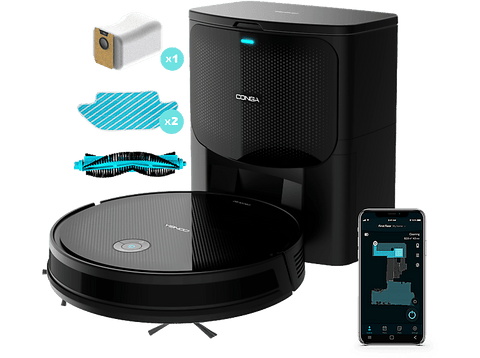 Robot friegasuelos - Cecotec Conga 2499 Ultra Home Titanium, 4en1, Incluye base autovaciado, 2100 Pa, 160 min, 3 L, Asistente virtual, Wi-Fi, Black