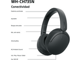 Auriculares inalámbricos - Sony WH-CH735NB, Noise Cancelling, 75h, Carga Rápida, Plegable, Bluetooth, Llamadas nítidas con IA, Negro