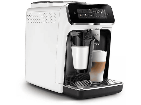 Cafetera superautomática - Philips EP3343/50, 19 bar, 230 W, 0.26 l, SilentBrew, Blanco y negro brillante