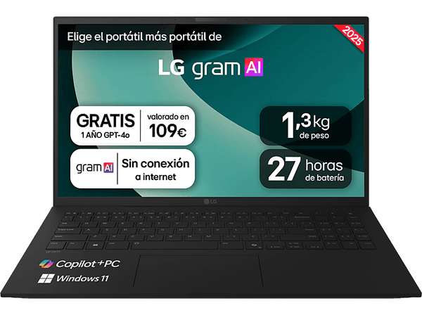 Portátil - LG 15Z80T-G.AU78B, 15" Full-HD, AMD Ryzen™ AI 7 350, 16 GB RAM, 16GB SSD, Radeon™ 860M, WINDOWS Home