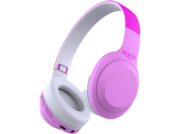 Auriculares inalámbricos - Vieta Pro Kids 2, Diadema, Hasta 15 hs,. Radio FM, Protección -85db, Rosa/Blanco