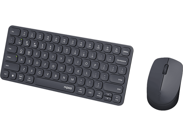 Pack Teclado + Ratón - Rapoo 9010M, Inalámbrica, Bluetooth, 2400 ppp, Diseño ultrafino, Alcance 10m, Negro