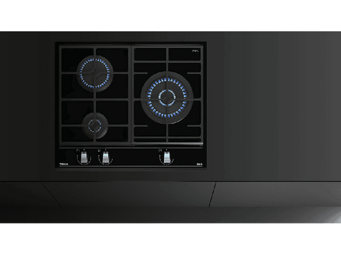 Placa de gas - Teka GZC 63310 XBB, 3 zonas, Gas butano, ExactFlame, 60 cm, Negro