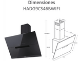 Campana decorativa - Haier I-Link HADG9CS46BWI, Decorativa, 5 velocidades, 937m³/h, WIFI, Filtro de carbono, 90cm, 63dB, Negro