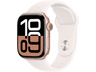 Apple Watch Series 10 (2024), GPS, 42 mm, Gesto de doble toque, Caja de aluminio Oro rosa, Correa deportiva Rosa rubor, Talla M/L