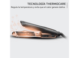 Plancha de pelo - Rowenta Ultimate Experience Thermocare SF8120F0, Tecnología iónica, Revestimiento titanio, 210º C, 5 temperaturas, Panel LED, Negro
