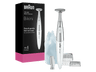 Rasuradora - Braun Silk-épil Rasuradora de bikini FG1100, 3 en 1: Rasura, recorta y perfila, 4 Accesorios, Blanco y plata