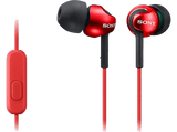 Auriculares de botón - Sony MDR-EX110APR, Con micrófono, 103dB, Especial Android, Jack 3.5mm, Rojo