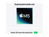 Apple MacBook Air (2026) 15.3 Retina, Chip M5 Apple, CPU de 10 núcleos, GPU de 10 núcleos, 16GB RAM, 512GB SSD, Medianoche, Sin cargador