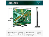 TV Mini LED 85 - Hisense 85E8S, UHD 4K, Quad Core / MT9618, Total HDR, Subwoofer integrado, IA 4K, Negro