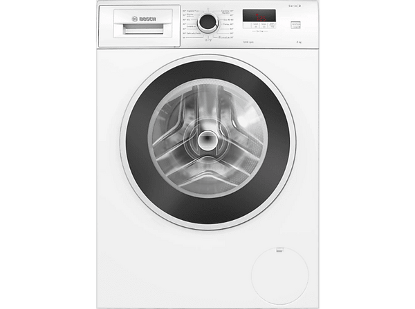 Lavadora carga frontal - Bosch WGE03200ES,Serie 2, 8 kg, 1.200 rpm, 13 programas,  Higiene Plus, Motor EcoSilence,  Blanco