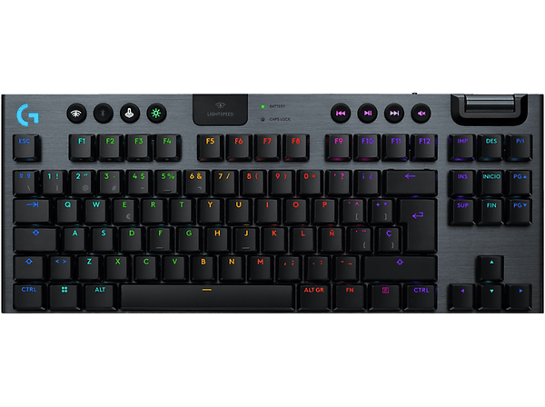 Teclado gaming - Logitech G G915 X Lightspeed TKL, Inalámbrico, Conectividad Tri-mode, Keycontrol, Interruptores mecánicos GL, Lightsync RGB, Negro