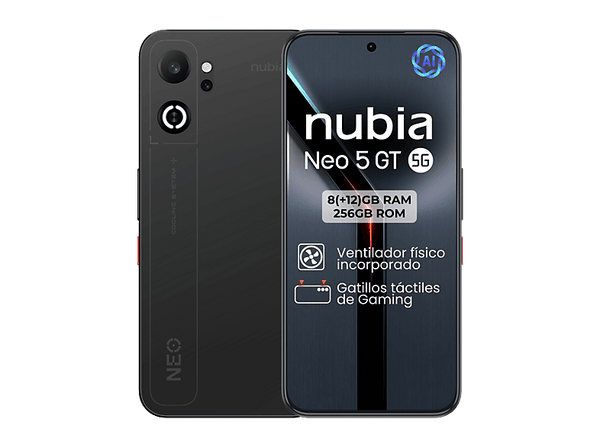 Móvil - ZTE nubia NEO 5 GT, Obsidian Black, 256GB, 8GB RAM, 6.8" OLED 1.5K, MediaTek D7400, 6210mAh