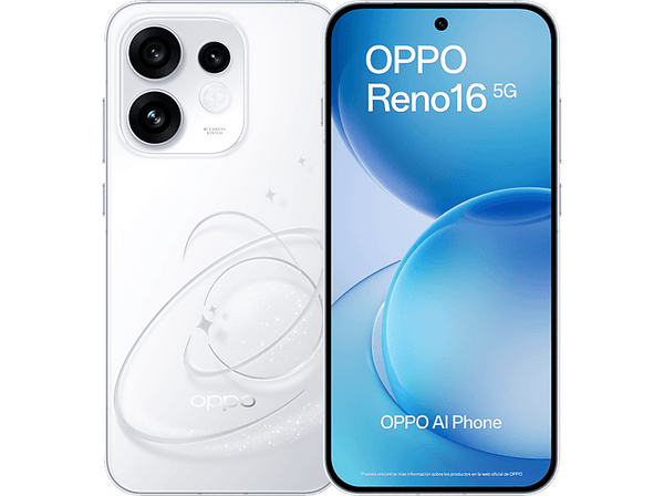OPPO Reno16, Blanco, 512 GB, 8 GB RAM, 6.32" AMOLED, Qualcomm  Snapdragon® 7 Gen 4, 6000 mAh