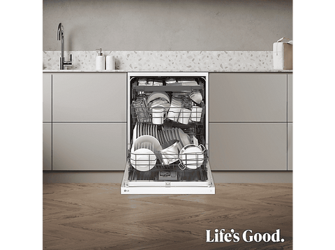Lavavajillas - LG DF273FW,  14 servicios, 10 programas, 60 cm,  QuadWash™, Blanco