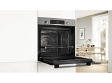 Horno a vapor - Bosch HQA514ES3, Multifunción, Asistente de limpieza por agua, 71l, 3D Hot air, HotAir Steam, 60 cm, Inox
