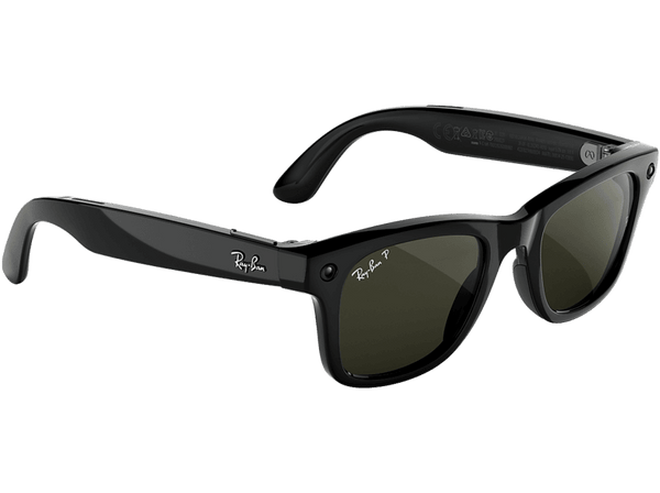 Gafas IA - Ray-Ban Meta Wayfarer (Gen 3), Negro brillante, Lentes polarizadas en verde, Gafas con IA y cámara, Talla estándar, Unisex