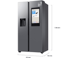 Frigorífico americano - Samsung Family Hub Bespoke AI RS90F66BETEF, Twin Cooling, 178.4 cm, 614 l, Dispensador agua y hielo, Balda botellero, Inox