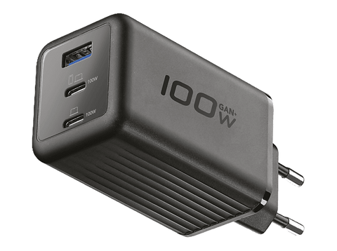 Cargador de pared - CellularLine ACH GaN+ 3 Puertos 100W, Universal, Negro