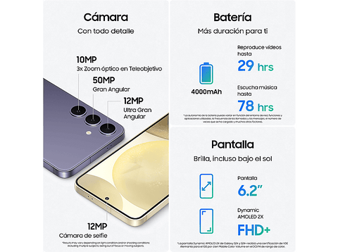 Móvil - Samsung Galaxy S24, Cobalt Violet, 256GB, 8GB RAM, 6.2