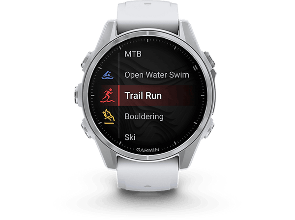Reloj deportivo - Garmin FĒNIX® 8, Whitestone con Stainless Steel, 43 mm, 1.3 " AMOLED, GPS, Garmin Pay™, Bluetooth, Autonomía 10 días