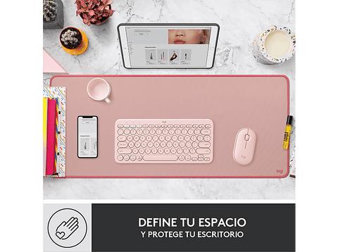 Alfombrilla para teclado y ratón - Logitech Desk Mat Studio Series, Nylon/ Poliéster, Rosa