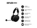Auriculares gaming - Sony INZONE H9 II, Inalámbricos, Noise Cancelling, Fnatic, Micrófono, IA, 30h, Bluetooth/LE/2,4 GHz, Ligeros, PC, WHG910N, Negro