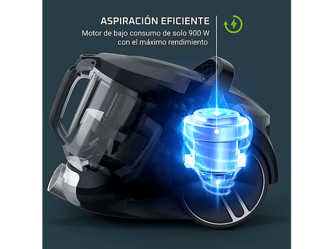 Aspirador sin bolsa - Rowenta Compact Power XXL RO4B25, 900W, 2.5 L, Filtración Ciclónica 3 niveles, Radio acción 8.8 m, 75 dB(A), Negro