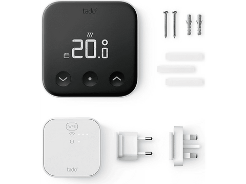 Termostato - Tado Inteligente X, Cableado, Compatible con la mayoría de Calderas y Bombas de calor, Negro/Blanco