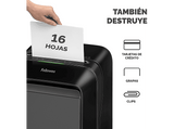 Destructora de papel - Fellowes LX210, 16 hojas, 23 litros, Negro