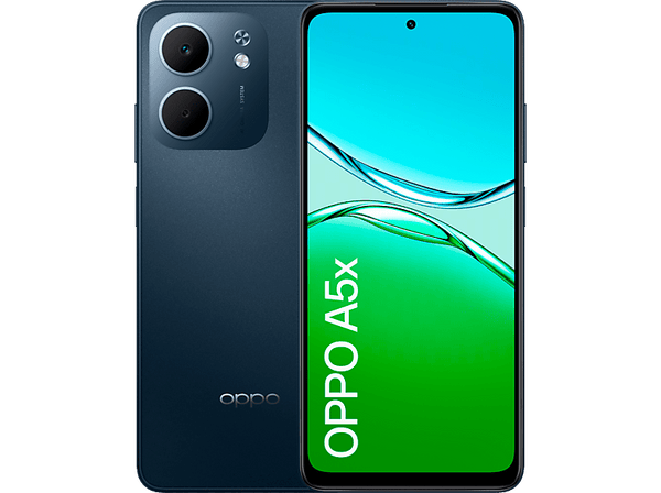 Móvil - OPPO A5x, Black Blue, 128 GB, 4 GB, 6.67" LCD 1000 nits, Snapdragon® 6s 4G Gen 1, 6000 mAh