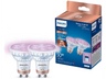 Bombilla inteligente - Philips  PHI WFB 50W GU10 GLASS 922-65 RGB 2PF/6, Luz blanca y multicolor, Pack 2, Blanco