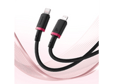 Cable USB - Baseus Dura, Lightning a USB-C, 100 cm, 20W, Carga rápida, Ultrarresistente, Negro y Rojo