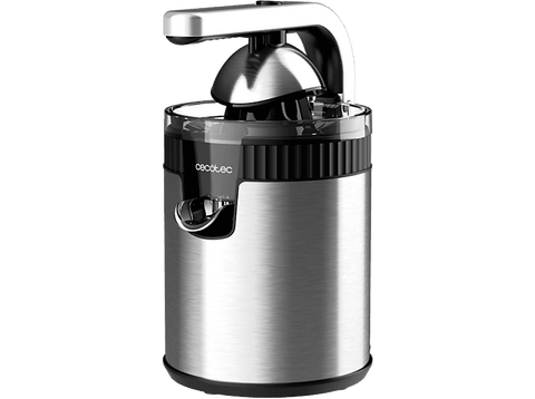 Exprimidor - Cecotec Xqueeze RetroJuice 600 Steel, 600 W, Filtro acero inox, 2 conos, Sistema extracción continua, Antigoteo, Steel