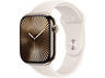 Apple Watch Series 10 (2024), GPS + Cellular, 46 mm, Gesto de doble toque, Caja de titanio Oro, Correa deportiva Blanco estrella, Talla S/M