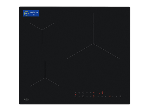 Placa inducción - AEG TN63IV0BCT, 3 zonas, Zona grande 32 cm, Mandos independientes, 58 cm, Negro mate