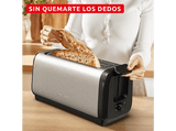 Tostadora - Moulinex Subito LS5S4, Ranura larga, 2 ranuras, Tostado rápido, 7 niveles de tostado, Bandeja recogemigas, Inox,