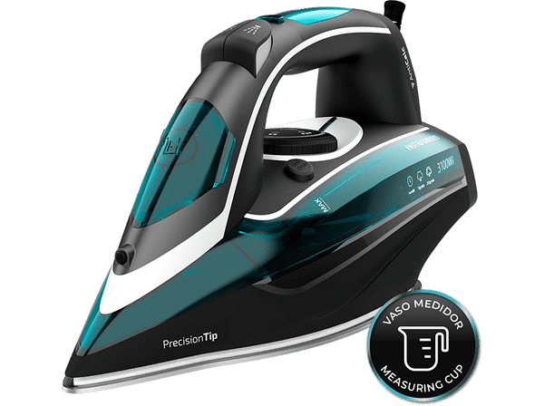 Plancha de vapor - Cecotec Fast&Furious 6050 X-Treme, 285 g/min, 0.5 l, Doble suela, Sensor táctil, Negro y azul