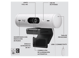 Webcam - Logitech Brio 500, Full HD 1080p, Enfoque automático, Micrófonos con reducción de ruido, Obturador de privacidad, USB-C, Blanco